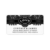 Zwart Wit Halloween Kant Bruiloft LIEFDE Adres Etiket (Voorkant)