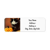 zwart-wit Halloween Kitten Etiket (Voorkant)