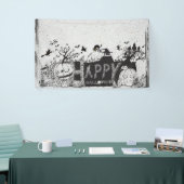 Zwart-wit Halloween Party Spandoek (Beurs)
