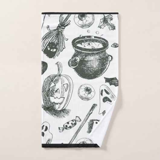 zwart-wit halloween patroon bad handdoek (Handdoek)