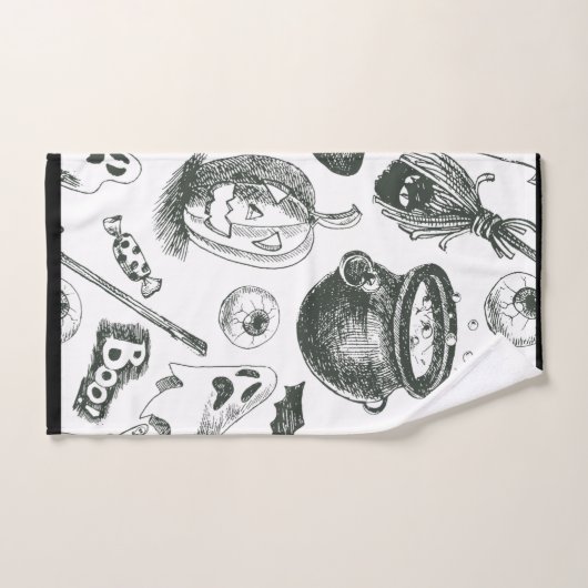  zwart-wit halloween patroon bad handdoek (Handdoek)