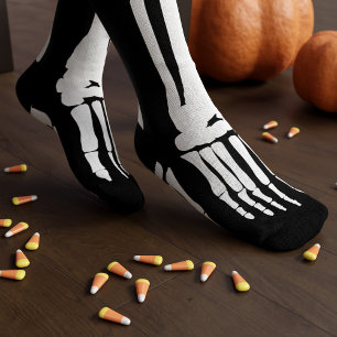 Zwart-wit Halloween skelet voet spooky Sokken