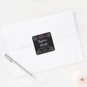 Zwart Wit Halloween Skeletten Bruiloft Namen Datum Vierkante Sticker (Envelop)
