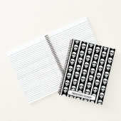 Zwart-wit Halloween Skull Pattern Monogram Notitieboek (Binnen)