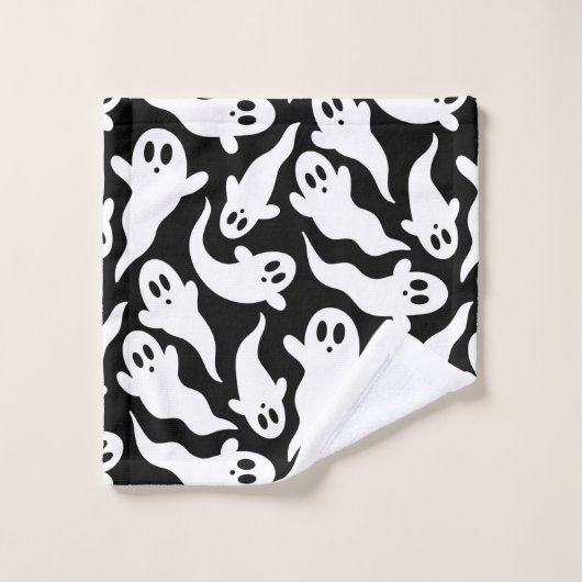 Zwart-wit Halloween spookpatroon Bad Handdoek (Wasdoekje)