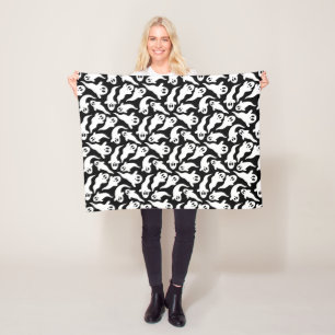 Zwart-wit Halloween spookpatroon Fleece Deken