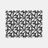 Zwart-wit Halloween spookpatroon Fleece Deken (Voorkant (Horizontaal))