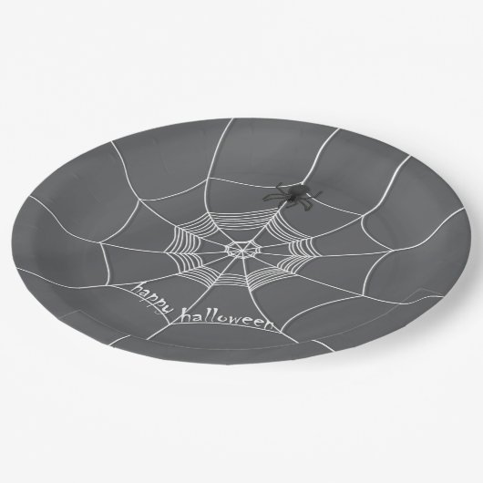 Zwart-wit Halloween Spooky Custom Papieren Bordje (Gekanteld)