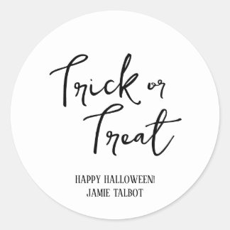 Zwart-wit Halloween, Trick or treat Ronde Sticker