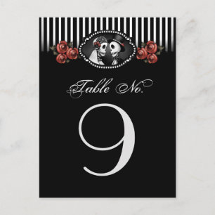 Zwart Wit Halloween Wedding Skeletten Rode Bloemen Briefkaart