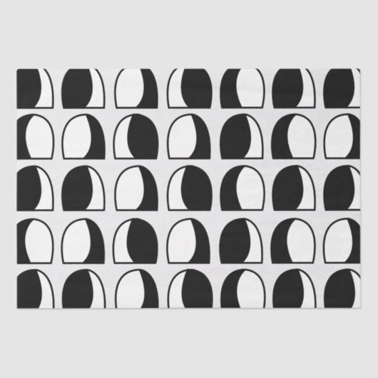 Zwart-wit halve cirkel geometrisch tissuepapier (Voorkant)