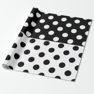 Zwart Wit Halve Kleur Split Inverse Polka Dots Cadeaupapier