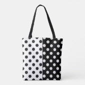 Zwart Wit Halve Kleur Split Inverse Polka Dots Draagtas (Achterkant)