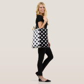 Zwart Wit Halve Kleur Split Inverse Polka Dots Draagtas (Op model)