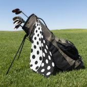 Zwart Wit Halve Kleur Split Inverse Polka Dots Golfhanddoek (Groen)