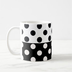 Zwart Wit Halve Kleur Split Inverse Polka Dots Koffiemok