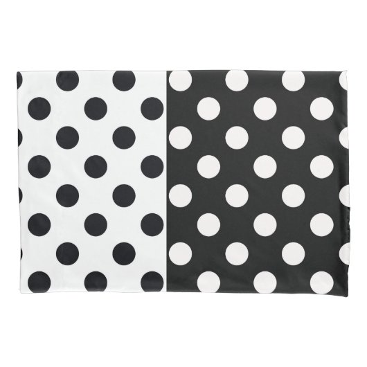 Zwart Wit Halve Kleur Split Inverse Polka Dots Kussensloop (Voorkant)