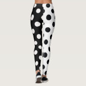 Zwart Wit Halve Kleur Split Inverse Polka Dots Leggings (Achterkant)