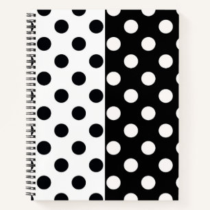 Zwart Wit Halve Kleur Split Inverse Polka Dots Notitieboek