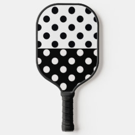 Zwart Wit Halve Kleur Split Inverse Polka Dots Pickleball Paddle