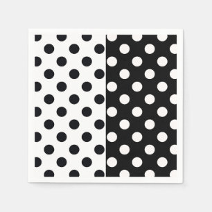Zwart Wit Halve Kleur Split Inverse Polka Dots Servet