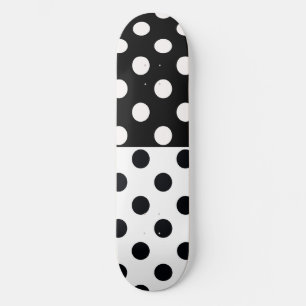 Zwart Wit Halve Kleur Split Inverse Polka Dots Skateboard