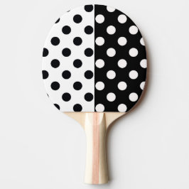 Zwart Wit Halve Kleur Split Inverse Polka Dots Tafeltennisbatje