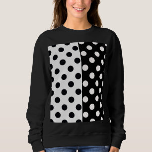Zwart Wit Halve Kleur Split Inverse Polka Dots Trui