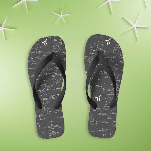 Zwart Wit Hand Geschreven Wiskunde Formula Graphic Teenslippers