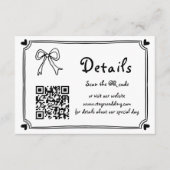 Zwart-wit Hand getrokken krabbel bruiloft Informatiekaartje (Voorkant)