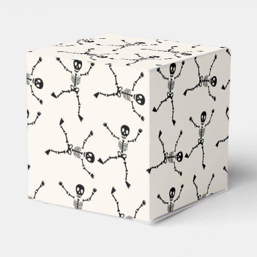Zwart-wit Hand getrokken Skelet Halloween Bedankdoosjes (Achterkant)