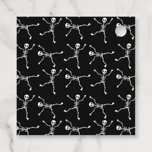 Zwart-wit Hand getrokken Skelet Halloween Bedankjes Labels (Achterkant)