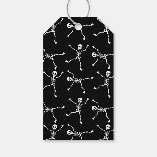 Zwart-wit Hand getrokken Skelet Halloween Cadeaulabel (Achterkant)