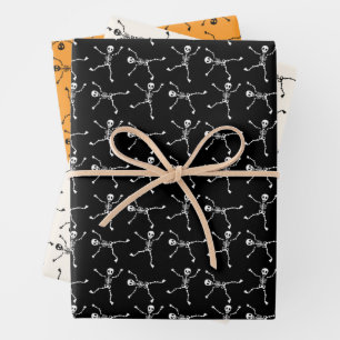 Zwart-wit Hand getrokken Skelet Halloween Inpakpapier Vel