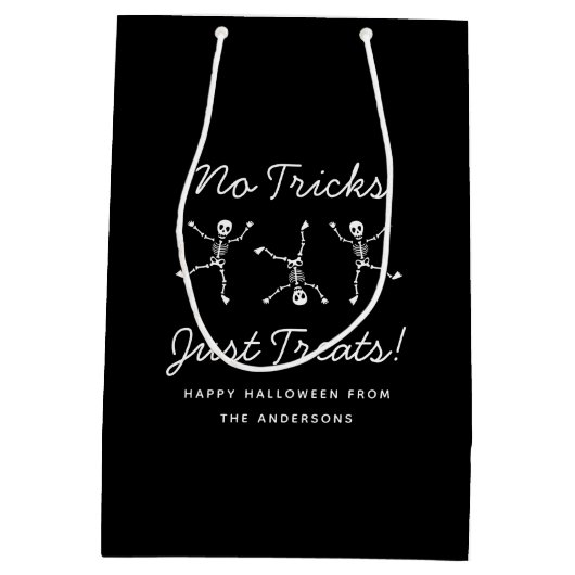 Zwart-wit Hand getrokken Skelet Halloween Medium Cadeauzakje (Achterkant)