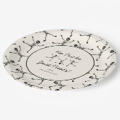 Zwart-wit Hand getrokken Skelet Halloween Papieren Bordje (Gekanteld)