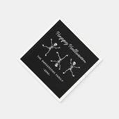 Zwart & Wit Hand getrokken Skelet Happy Halloween Servet (Hoek)