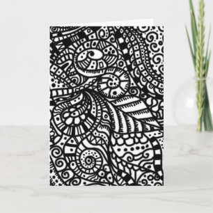 Zwart-wit handbeschilderde doodles feestdagen kaart