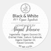 Zwart & Wit Handgemaakt Zelfgemaakt Bad & Body Lab Ronde Sticker (Voorkant)