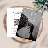 Zwart-wit Handgeschreven QR Code Couples Douche Kaart