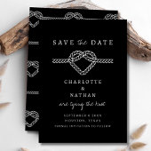 Zwart-wit Handgeschreven Tying the Knot Wedding Save The Date