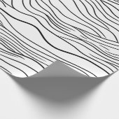 Zwart-wit handgetekend golvend lijnenpatroon cadeaupapier (Hoek)