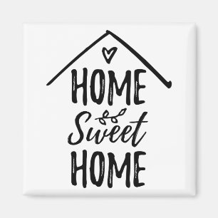 Zwart-wit handgetekend Home Sweet Home Quote Magneet