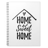 Zwart-wit handgetekend Home Sweet Home Quote Notitieboek (Voorkant)
