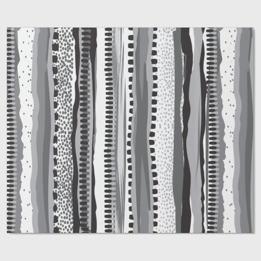 Zwart-wit handgetekend patroon cadeaupapier (Vlak)