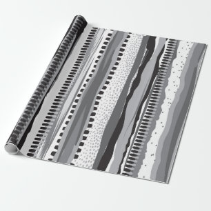 Zwart-wit handgetekend patroon cadeaupapier