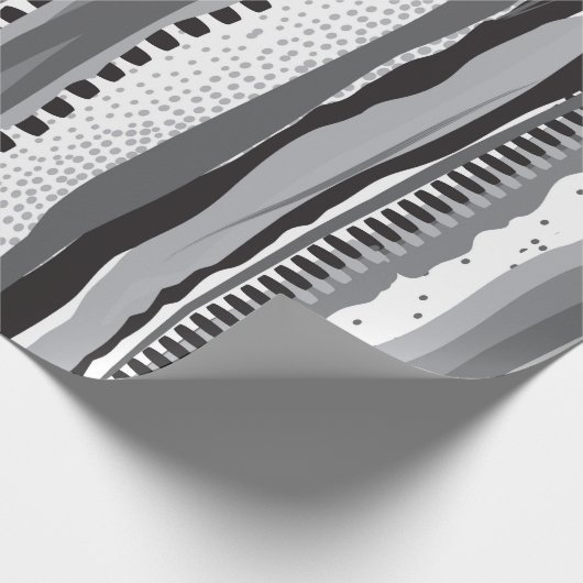 Zwart-wit handgetekend patroon cadeaupapier (Hoek)