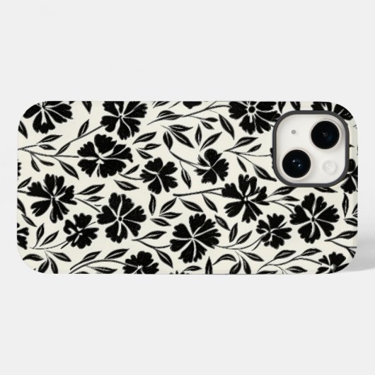 Zwart-wit handgetekende bloemen Case-Mate iPhone case (Achterkant (horizontaal))
