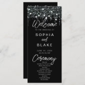 Zwart & Wit Hangende Lichten Huwelijksprogramma (Voorkant / Achterkant)