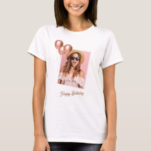 Zwart-wit Happy Birthday foto T-shirt